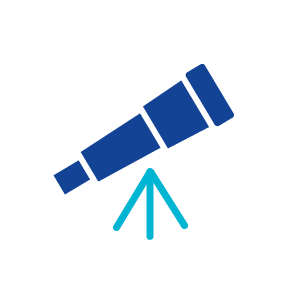 Icon eines Teleskops, steht für die Auflistung gefragter Positionen.