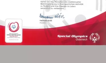 Dankesschreiben an Michael Page International Austria von Special Olympics Österreich.