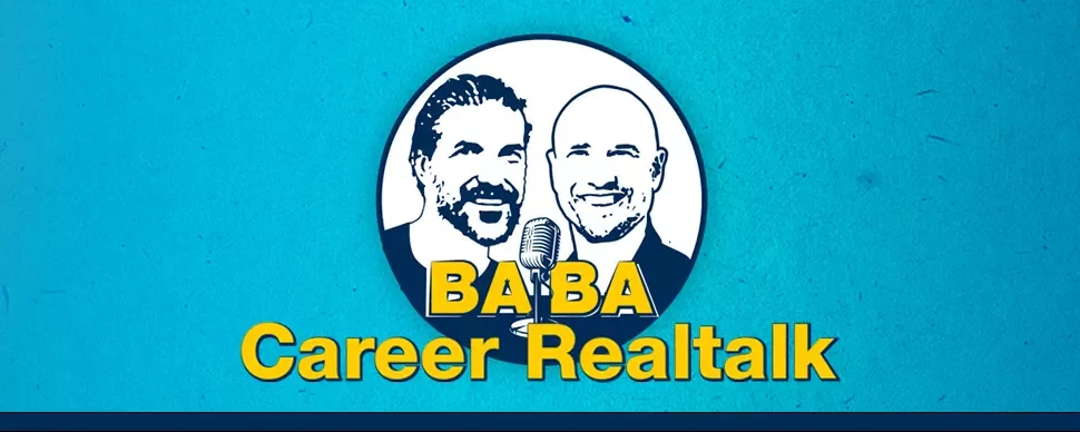 Logo der BABA Career Realtalk mit zwei Gesichtern und Mikrofon.