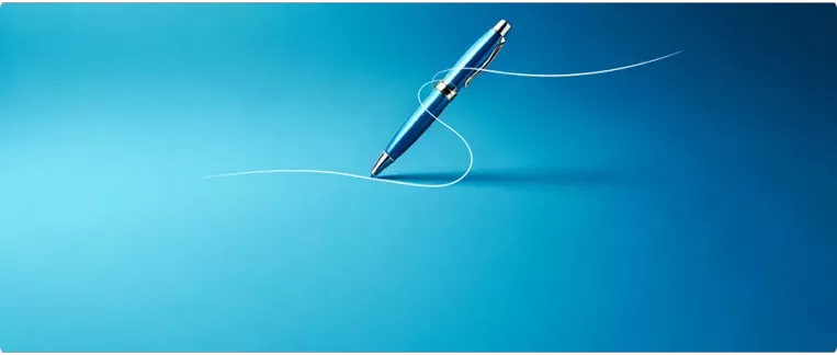 A pen in a blue gradient background
